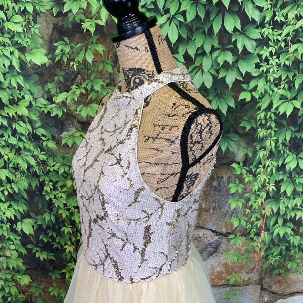 ENTRY French Vanilla Sequined Tulle Dress, Juniors Large/Women's Small - Picture 5 of 12